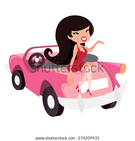 A Cartoon Vector Illustration Of A Cute Cartoon Retro Pin Up Girl ...