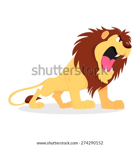 A Cartoon Vector Illustration Of A Fierce Lion Roaring. - 274290152 ...