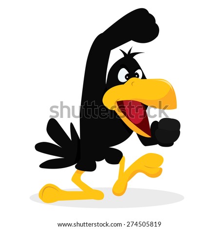 A cartoon vector illustration of a crow who is about to start a fight.