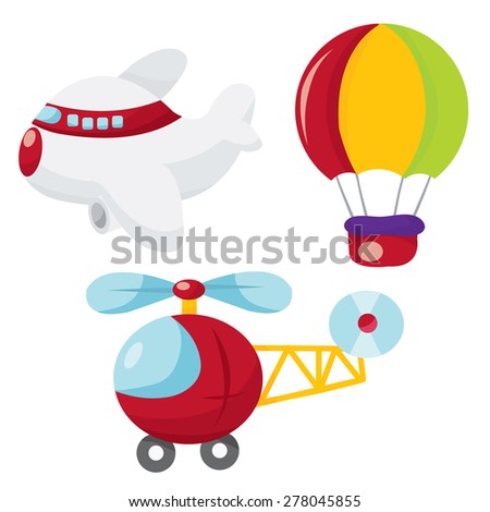 A cartoon vector illustration of cute air transportation.