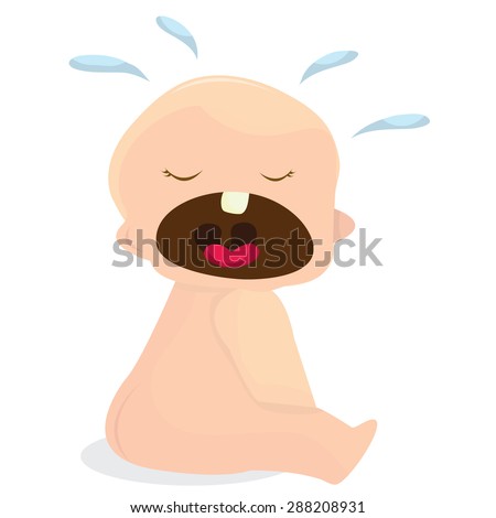 Cartoon Baby Sitting And Crying Out Loud Vector Illustration ...