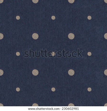 Texture of blue jeans background. Seamless Polka dot background dark blue pattern with circles / Polka Dots on Navy Blue Textured Fabric Background that is seamless and repeats.