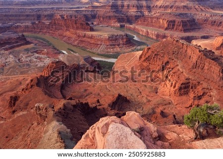 Similar – Image, Stock Photo Red high rocks with trees rising into the sky