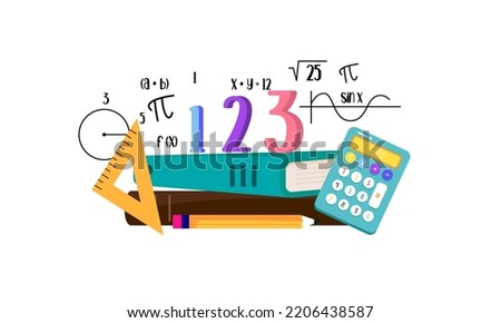 Cartoon maths elements background, education logo
