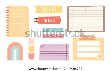 Cute hand drawn planner, journal, notepad, paper vector illustration