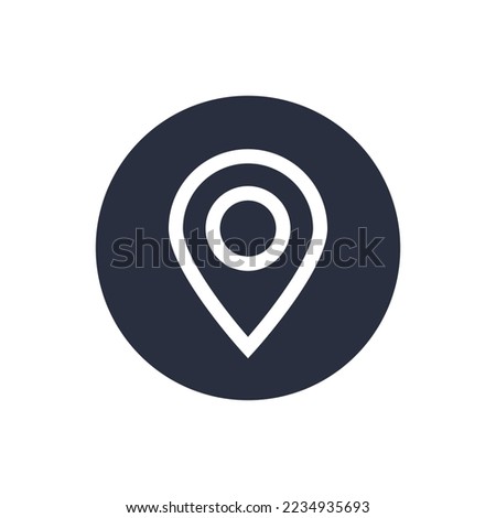Pin vector button. Location icon with rounded shapes. Flat round pointer pictogram isolated on white background