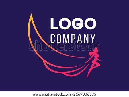 flying superwoman flying yoga savior logo template