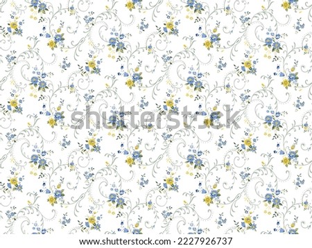 Seamless rotary digital textile print design pattern background and allover floral bed sheet pillow