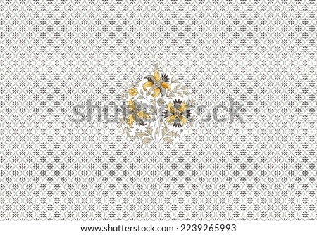 Seamless rotary digital textile print design pattern background and allover floral
