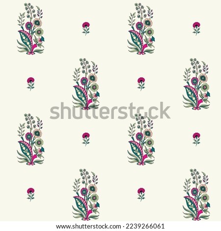 Seamless rotary digital textile print design pattern background and allover floral