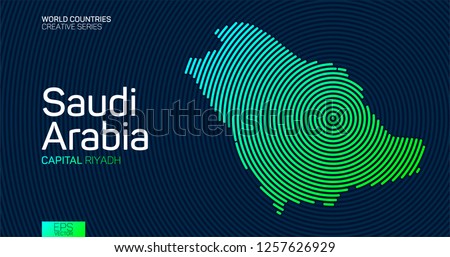 Abstract map of Saudi Arabia with circle lines