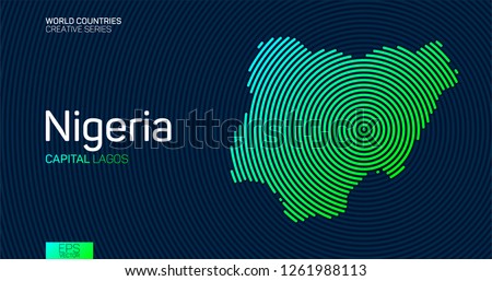 Abstract map of Nigeria with circle lines