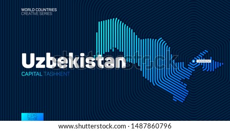 Abstract map of Uzbekistan with hexagon lines