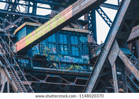 Similar – Image, Stock Photo Graffiti on a bridge: “Stop consuming”. Seen in Berlin / Photo: Alexander Hauk