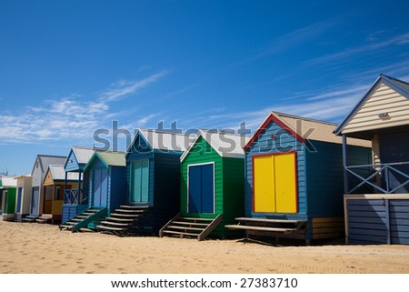 Colorful beach huts in Australia
