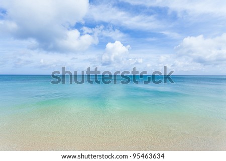 Crystal clear blue coral water of a tropical island beach, Okinawa