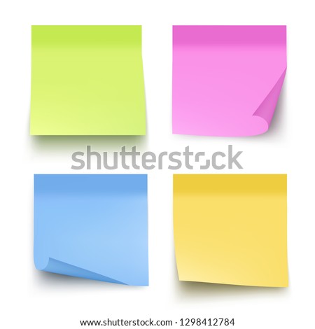 Sticky colored notes. Post note paper vector realistic pictures isolated