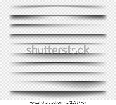 Realistic shadows. Square dividers transparent black soft shadows template overlay panels for web design projects vector set