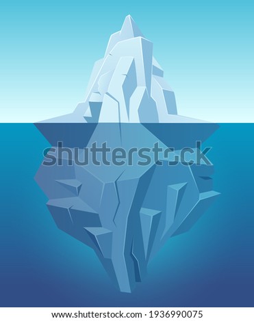 Iceberg in ocean. Big ice white rock in water polar landscape in cartoon style outdoor nature Foto stock © 