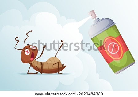 Cockroach baiting. Bad insects in living room home hygiene from dirty bugs exact vector cartoon background
