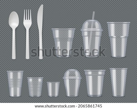 Similar – Image, Stock Photo disposable plastic cups, forks on a blue background