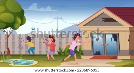 Behaviour kids. Children making bad things exact vector cartoon background with behavior kids