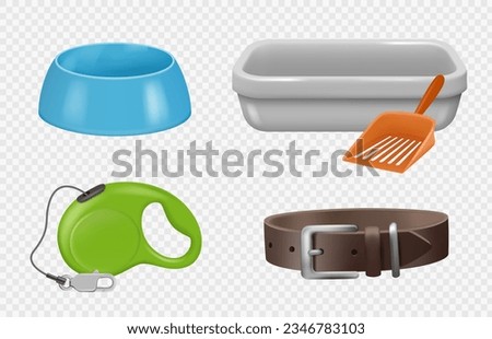 Zoo. Realistic tools for domestic animals decent vector zoo collection set