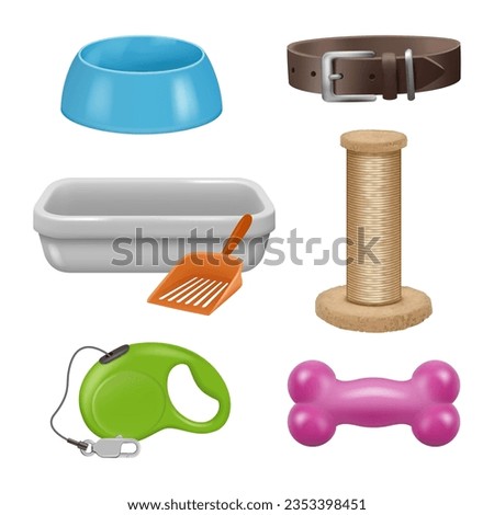 Zoo items. Accessories for animals grooming set decent vector zoo tools