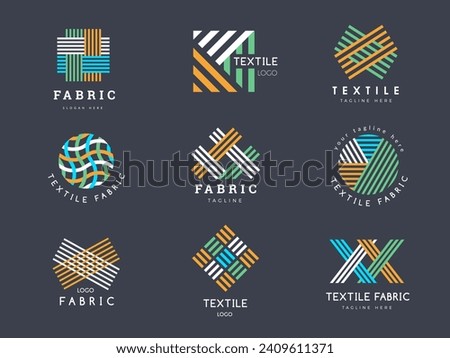 Textile logo. Symbols for sewing industry tailor workshop badges recent vector templates set with place for text