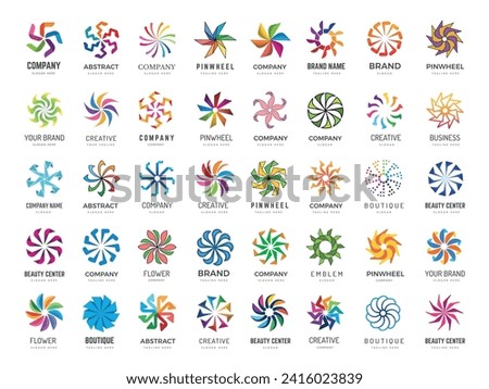 Colored pinwheel. Spinner stylized symbols and pinwheel logos recent vector templates for your personal business projects