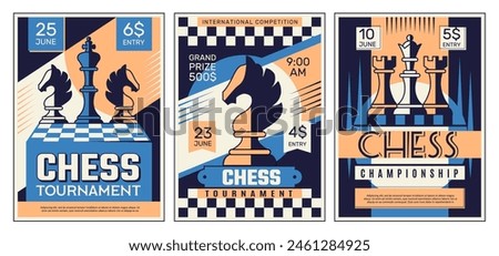 Chess poster. Placard for tournament invitation chess competition recent vector sport club banners with place for text