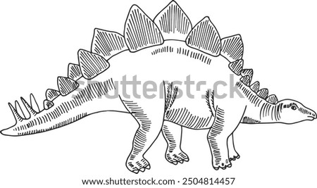 Stegosaurus sketch. Ancient dinosaur. Hand drawn animal