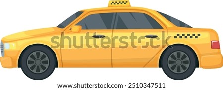 Taxi side view. Passenger service yellow auto