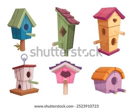 Similar – Image, Stock Photo hanging bird house in white flowering fruit tree