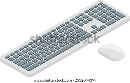 Isometric keyboard and mouse. Computer workspace controller icon