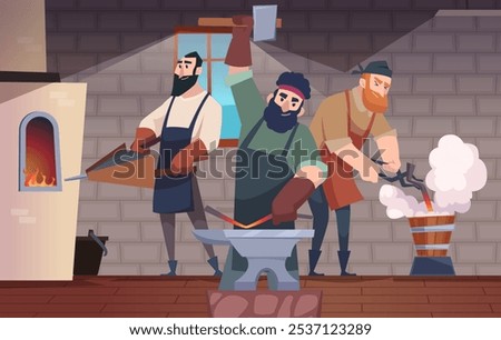 Similar – Image, Stock Photo Blacksmith at work on the anvil