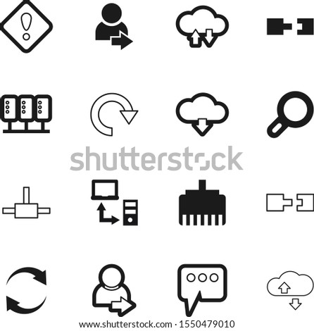 network vector icon set such as: transfer, redo, magnify, caution, cable, warning, spin, error, group, sync, socket, find, danger, fiber, attention, reset, connections, zoom, file, view, connected