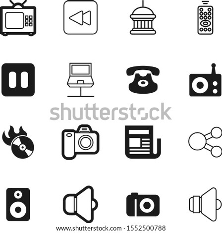 media vector icon set such as: pauses, fm, box, interface, group, back, newspaper, stop, paper, outline, people, talk, disc, text, ux, remote, record, metallic, power, eps, print, notebook, logo