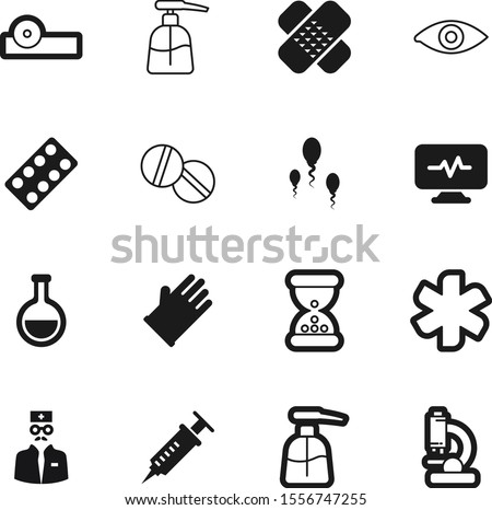 hospital vector icon set such as: healthcare, caduceus, finger, aspirin, patch, garden, vaccination, outline, time, female, minute, blister, timer, adult, old, experiment, virus, test, plaster, hand