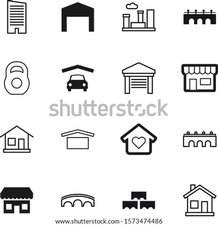 building vector icon set such as: set, heavy, strong, agriculture, weight, muscle, rise, material, apartment, lines, barn, iron, cityscape, dumbbell, town, bodybuilding, high, gym, icons, sport, red