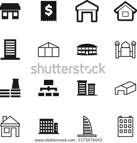 building vector icon set such as: high, abstract, organizational, rise, transport, pyramid, corporate, glasshouse, agronomy, spirituality, muslim, green, break, refund, plane, leadership, organic