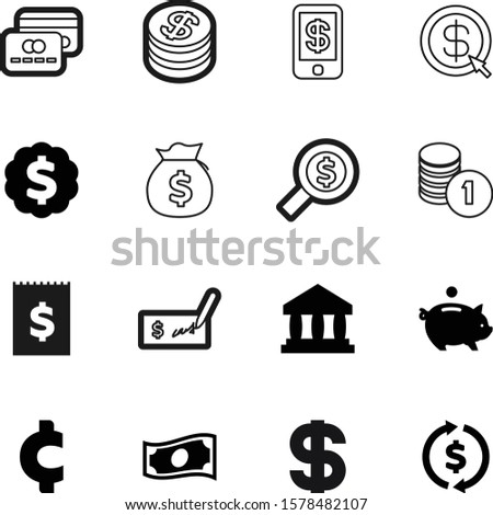 money vector icon set such as: structure, building, pig, value, hold, museum, receipt, digital, old, silhouette, cents, classic, classical, roman, store, american, fee, object, government, connection