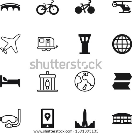 travel vector icon set such as: trailers, rocket, gate, ocean, hotel, street, network, 3d, sphere, arrow, way, mattress, bus, dive, direction, relax, circle, bed, ship, digital, startup, detector