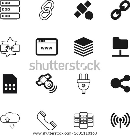 connection vector icon set such as: graph, site, stream, content, backup, share, player, smartphone, science, switch, networking, signal, contact, plug, folders, call, page, outline