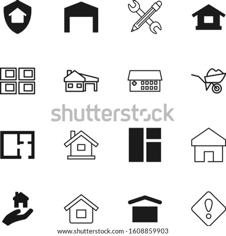 construction vector icon set such as: device, process, load, label, spanner, tablet, logistic, barn, carry, exclamation, shield, security, road, studio, sand, health, editable, traffic, triangle