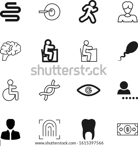 human vector icon set such as: appendix, digestive, customer, disabled, runner, striped, body, money, stem, buy, organ, baking, psychology, mind, accessible, choose, light, poster, artificial, teeth