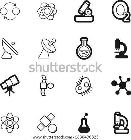 science vector icon set such as: aerial, field, discovery, mold, tool, image, hiv, connect, orb, gas, positive, spread, bacterium, broadcasting, molecular, digital, molecules, ionic, pair, bond