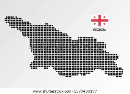 Georgia map design square with flag Georgia. 