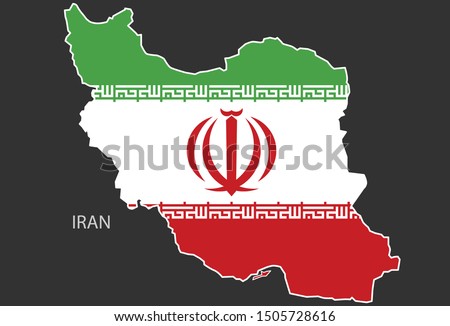 Sticker outline map of the Iran, flag Iran.