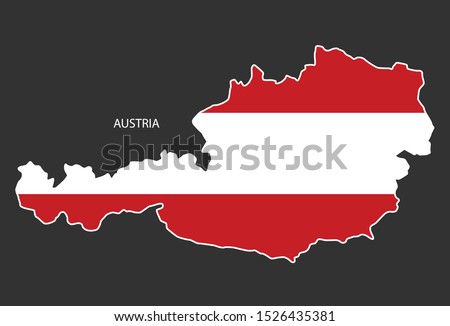 Sticker outline map of the Austria, flag Austria.